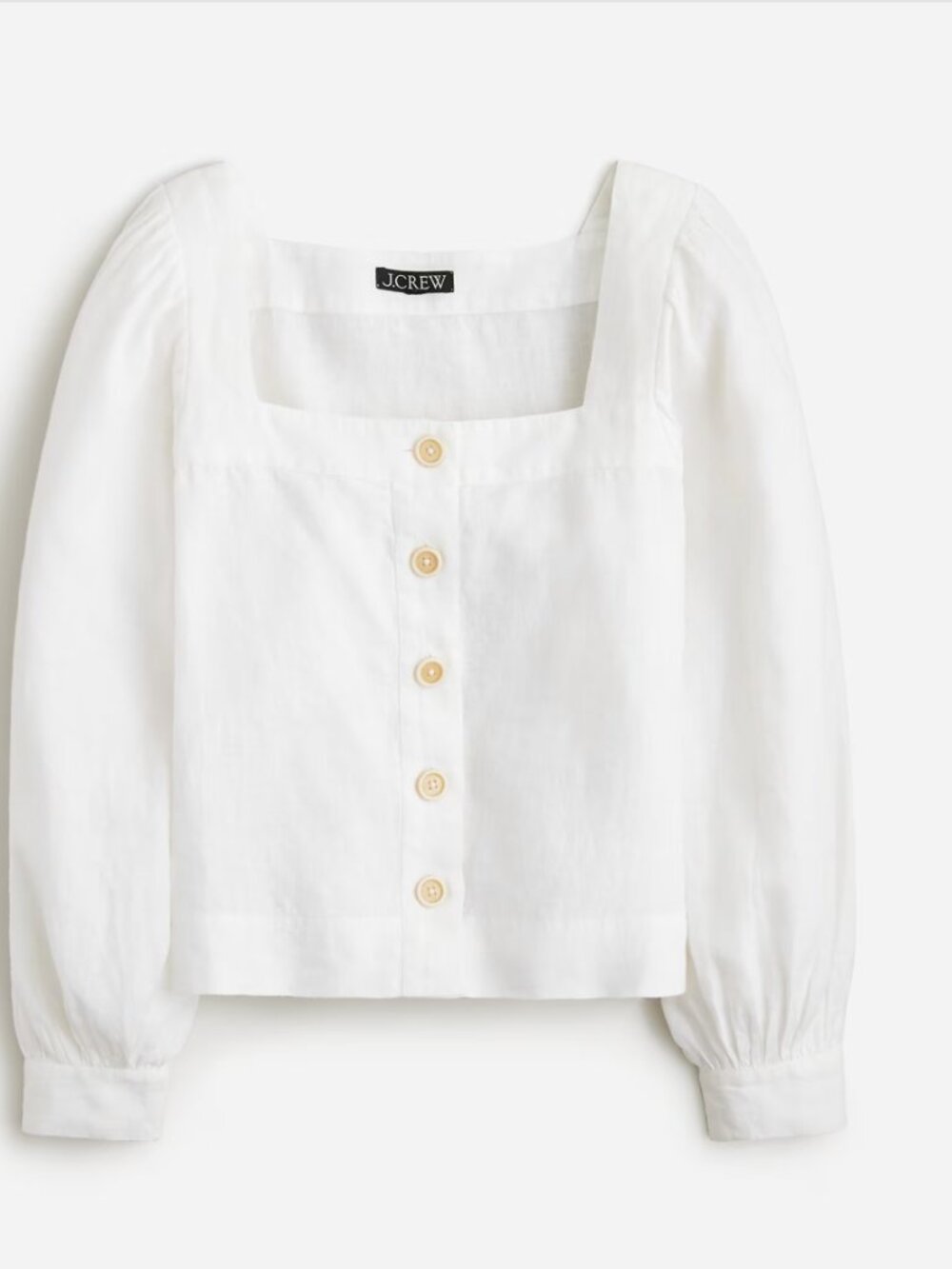 Squareneck button-up top in linen - Picture 2 of 4